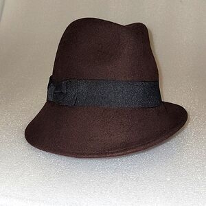 Toucan: Women's Wool fadora/ Chocolate brown/ black ban accent.